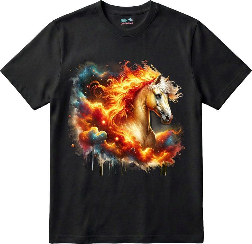 Bio T-Shirt Galaxie Pferd Feuer