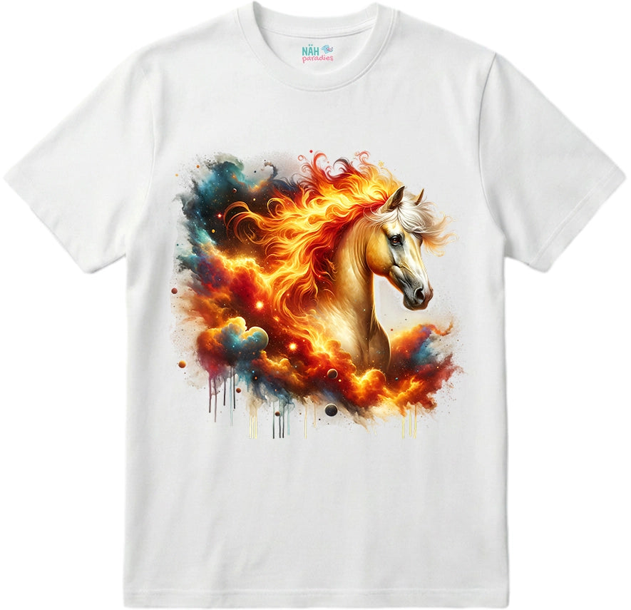 Bio T-Shirt Galaxie Pferd Feuer