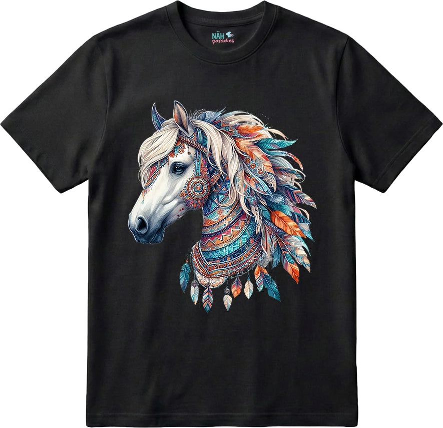 Bio T-Shirt Boho Pferd Weiß