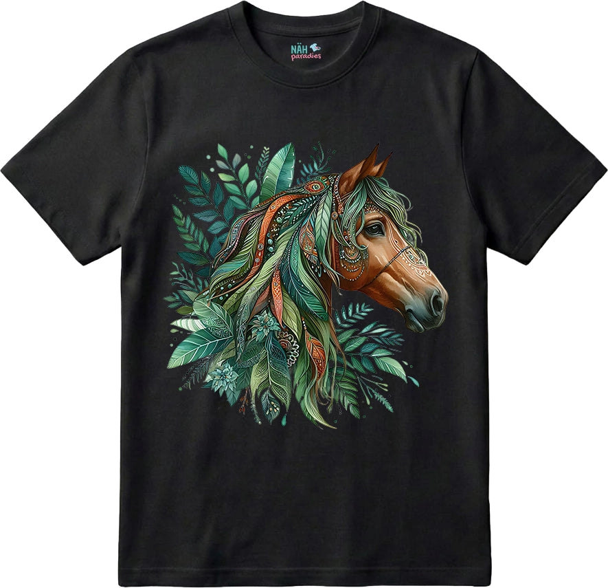 Bio T-Shirt Boho Pferd Grün