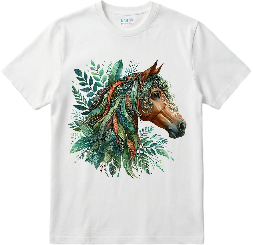 Bio T-Shirt Boho Pferd Grün