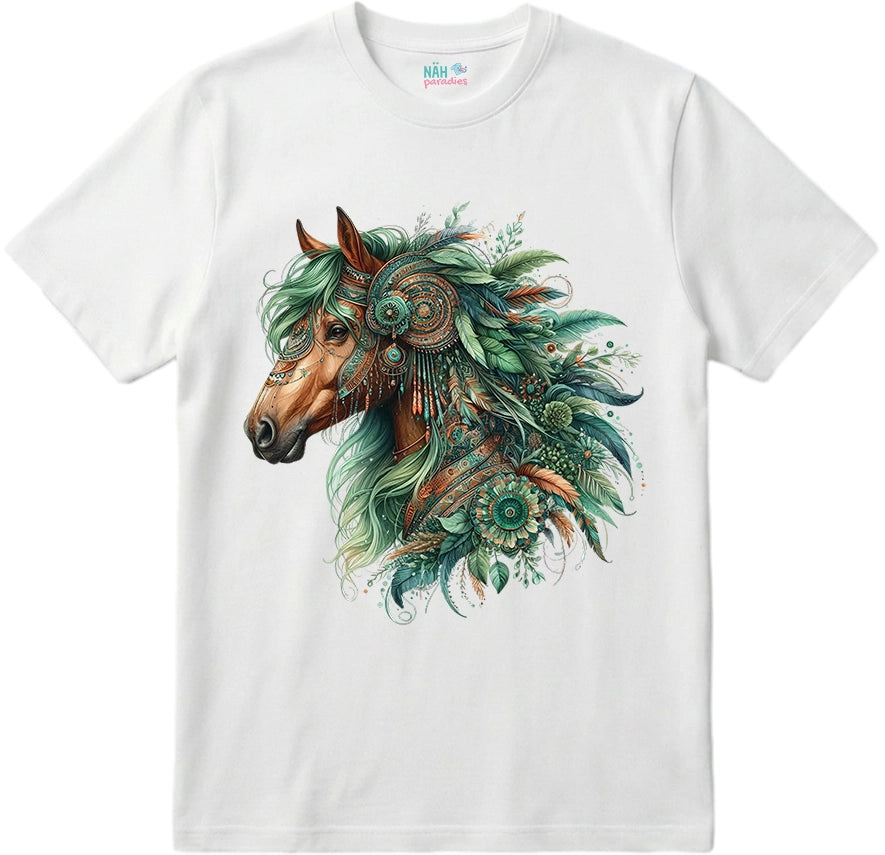 Bio T-Shirt Boho Pferd Green Wild