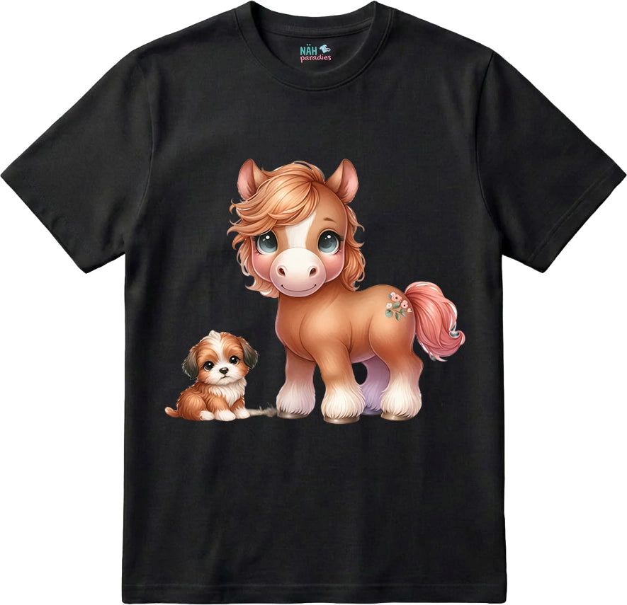 Bio T-Shirt Tierfreundschaft Pony & Hund
