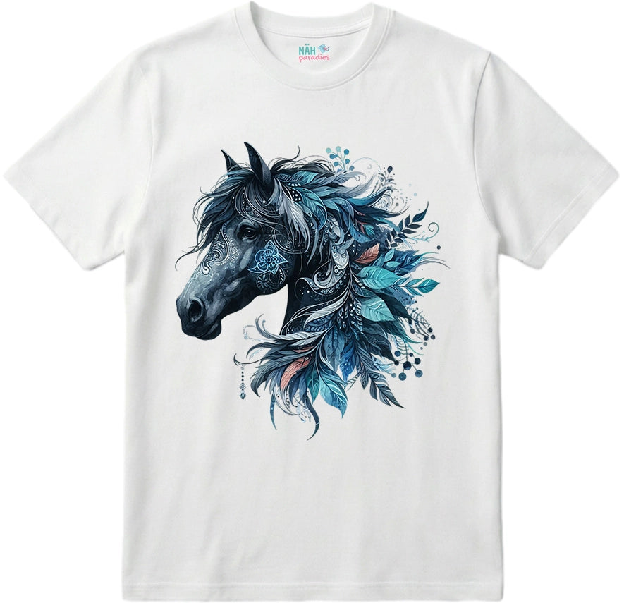 Bio T-Shirt Boho Pferd Blau