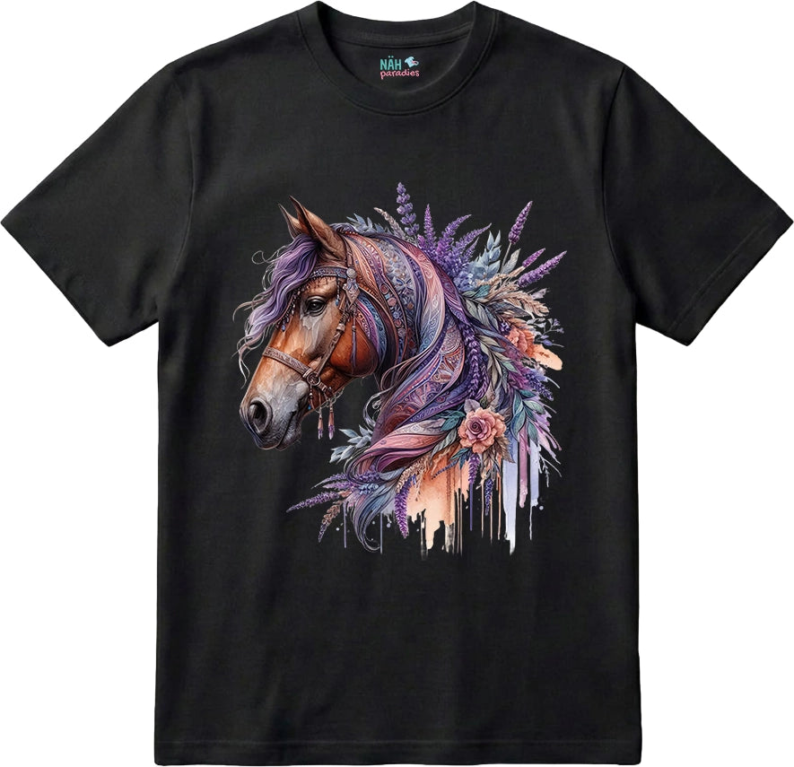 Bio T-Shirt Boho Pferd Lila