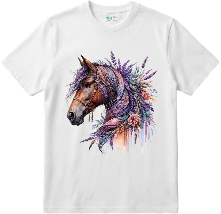 Bio T-Shirt Boho Pferd Lila