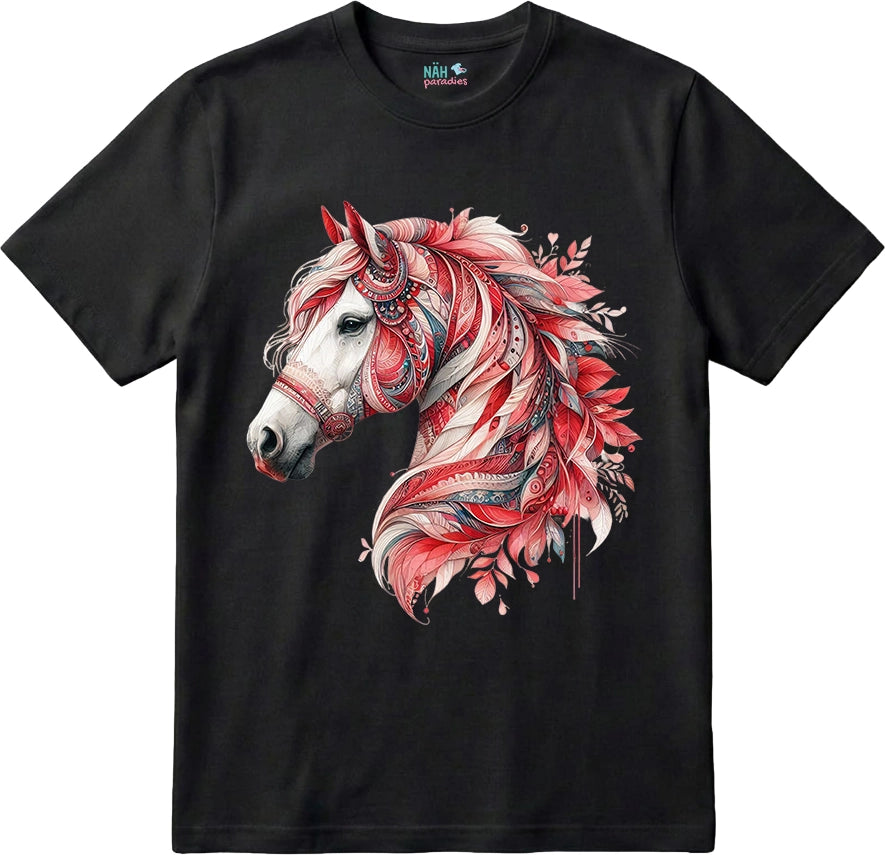 Bio T-Shirt Boho Pferd Rot