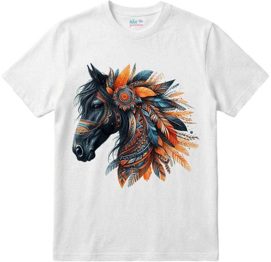 Bio T-Shirt Boho Pferd Schwarz