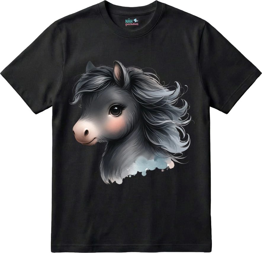 Bio T-Shirt Elegantes Schwarzes Pony