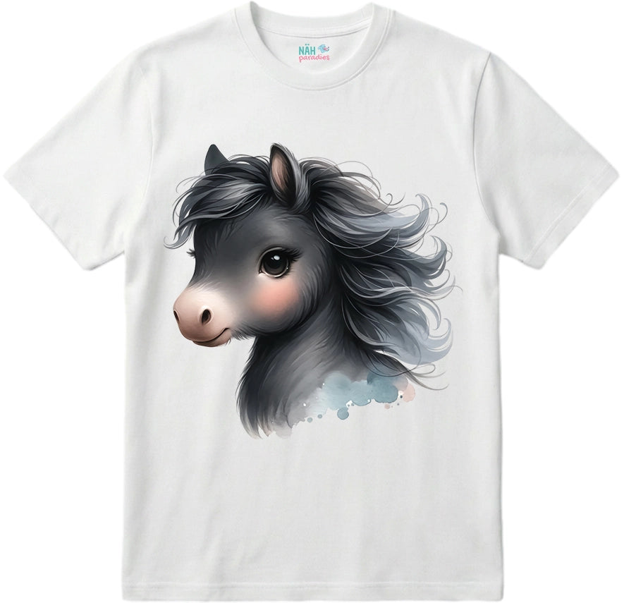 Bio T-Shirt Elegantes Schwarzes Pony