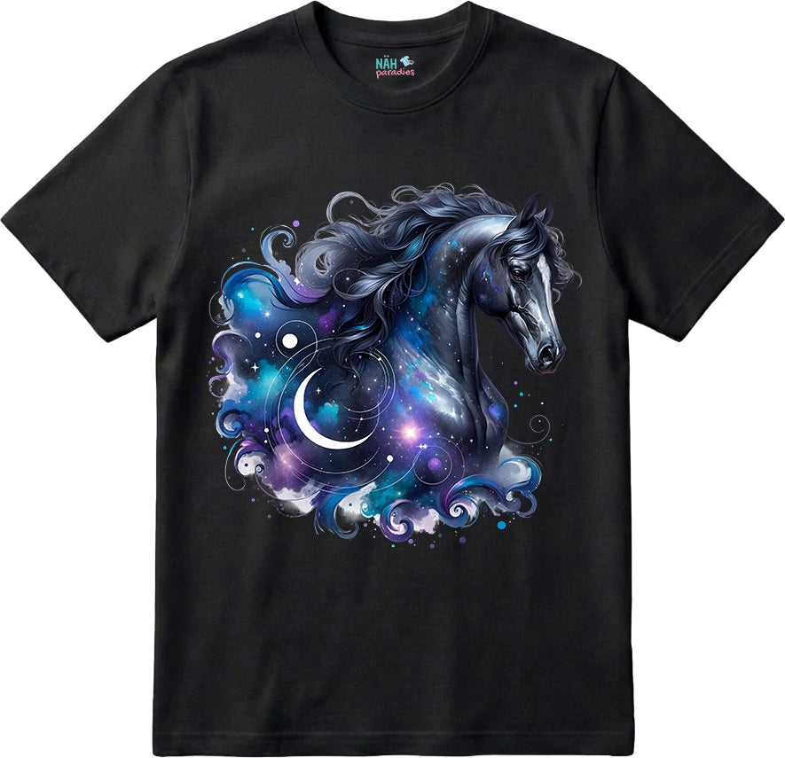 Bio T-Shirt Galaxie Pferd Mond