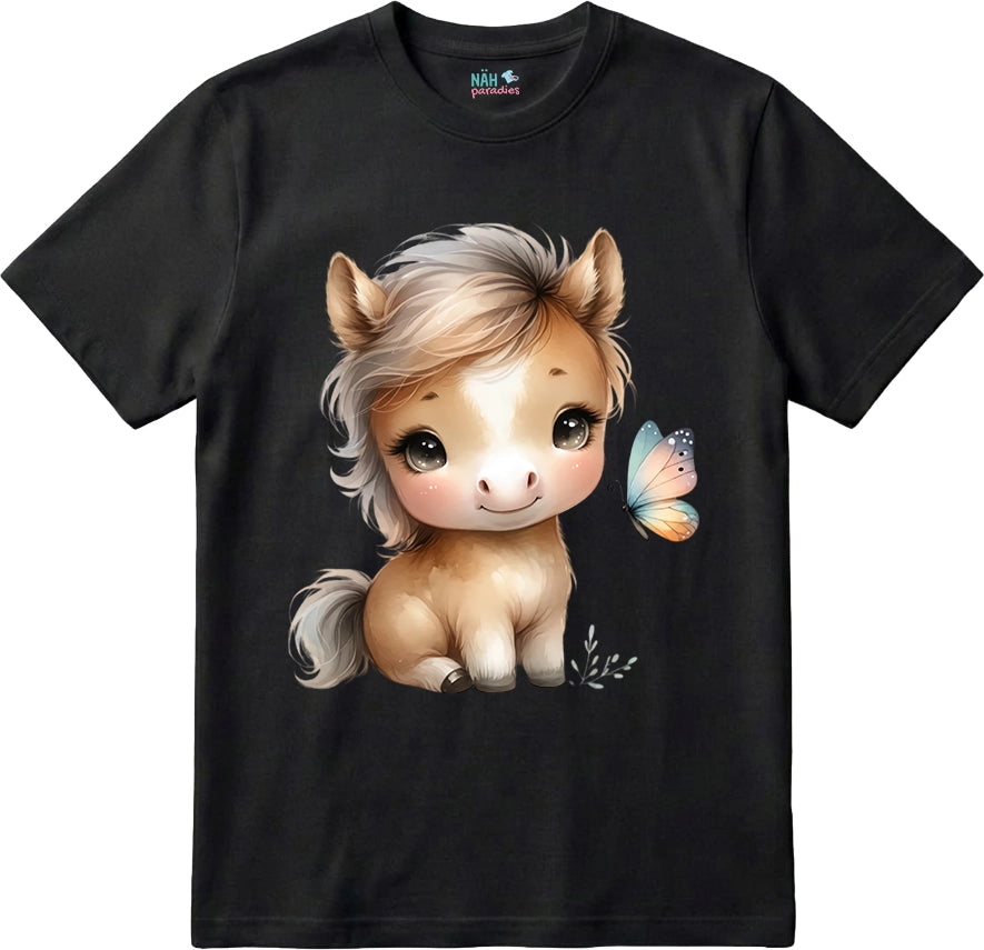 Bio T-Shirt Niedliches Pony mit Flatterfreund