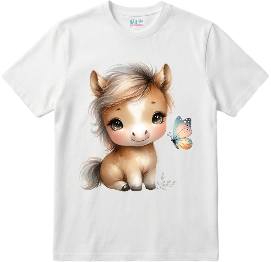 Bio T-Shirt Niedliches Pony mit Flatterfreund