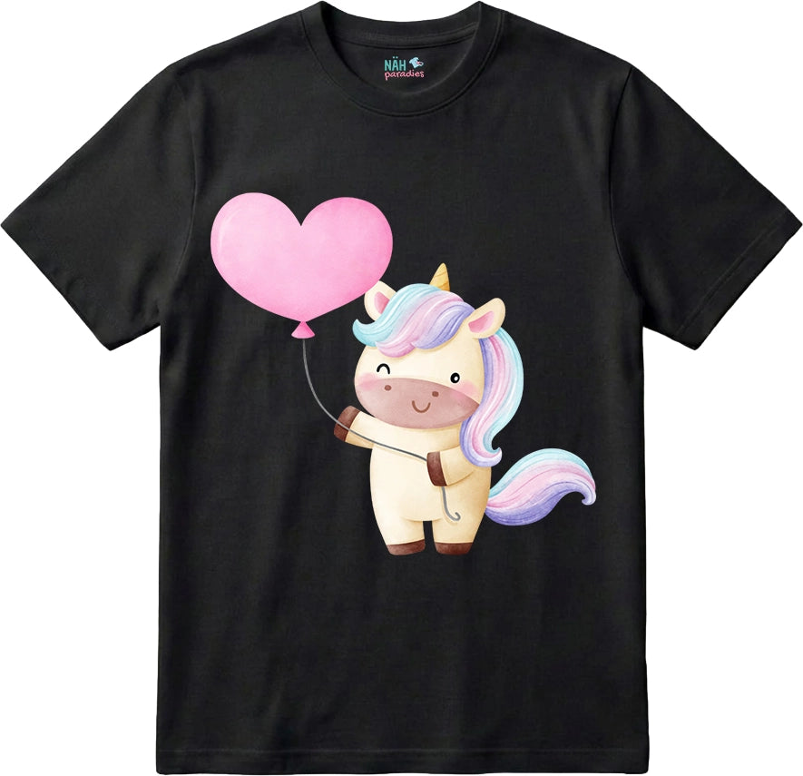 Bio T-Shirt Einhorn Herzluftballon