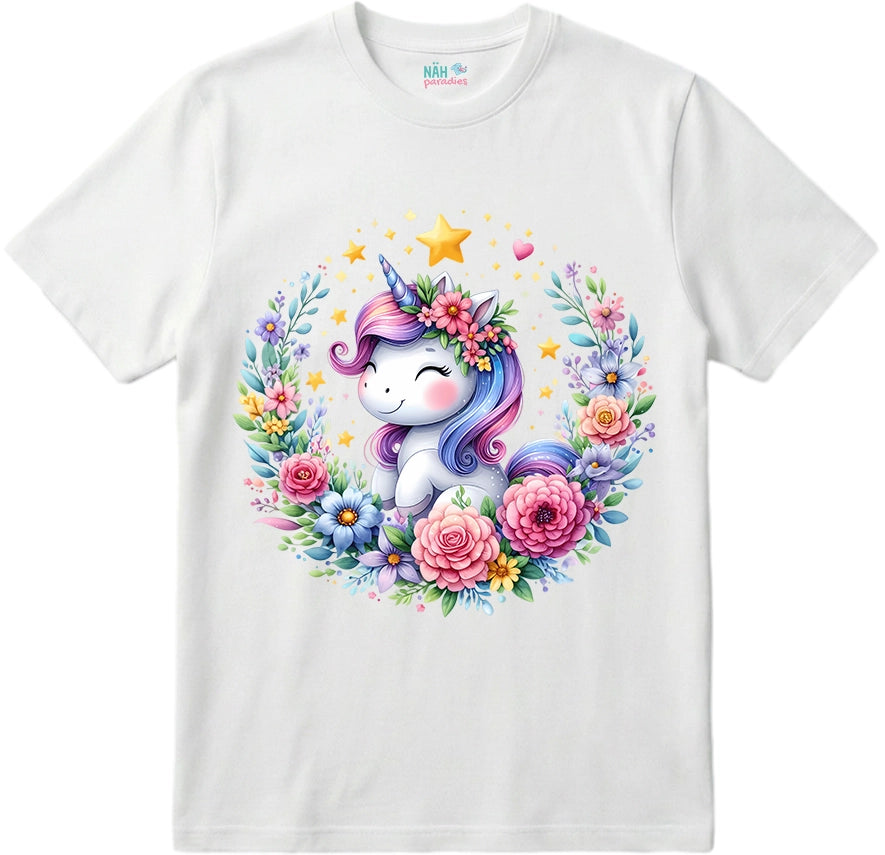 Bio T-Shirt Einhorn Blumenkranz
