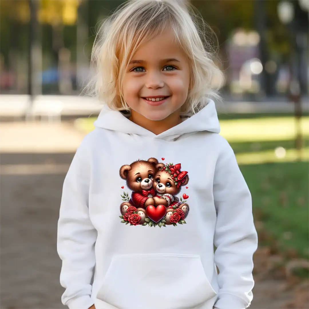 Buegelbild-Verliebte Teddybären-hoodie-weiss