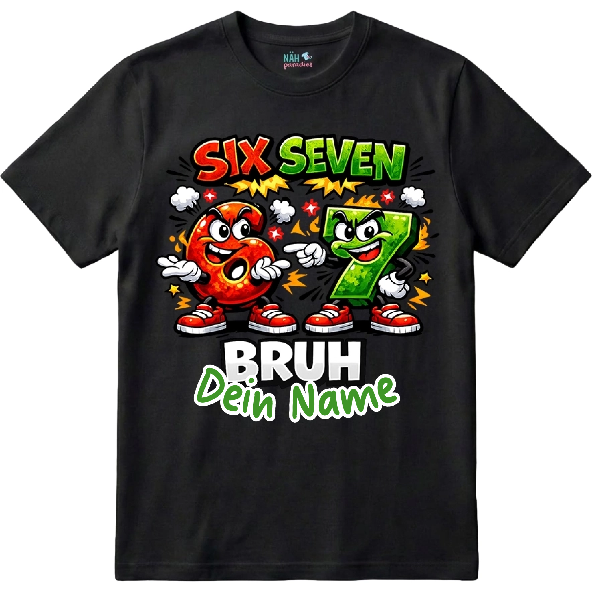 Six Seven Bruh – Kinder T-Shirt mit Namen | 67 Meme personalisierbar