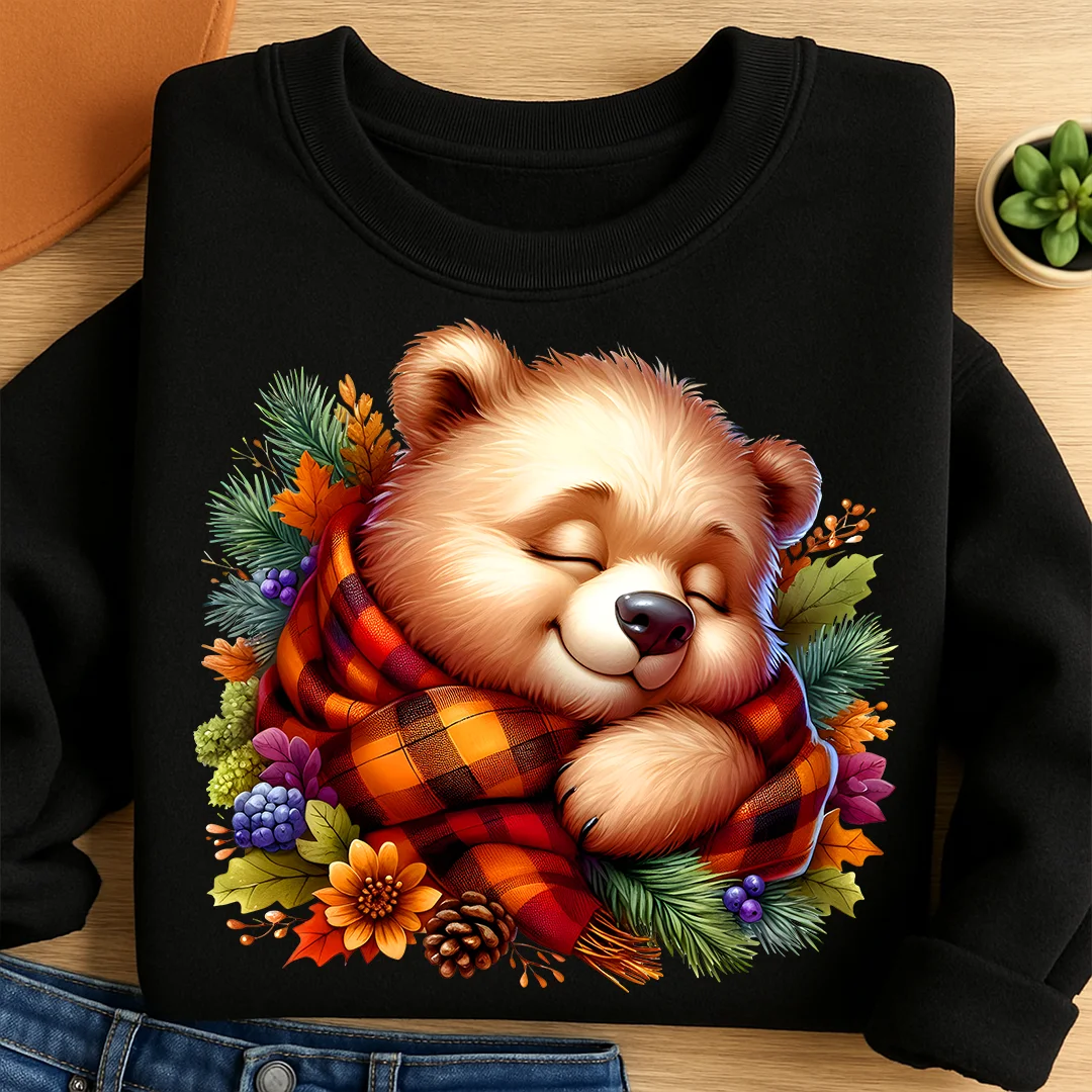 Bügelbild Bär herbstliche Kuschelzeit