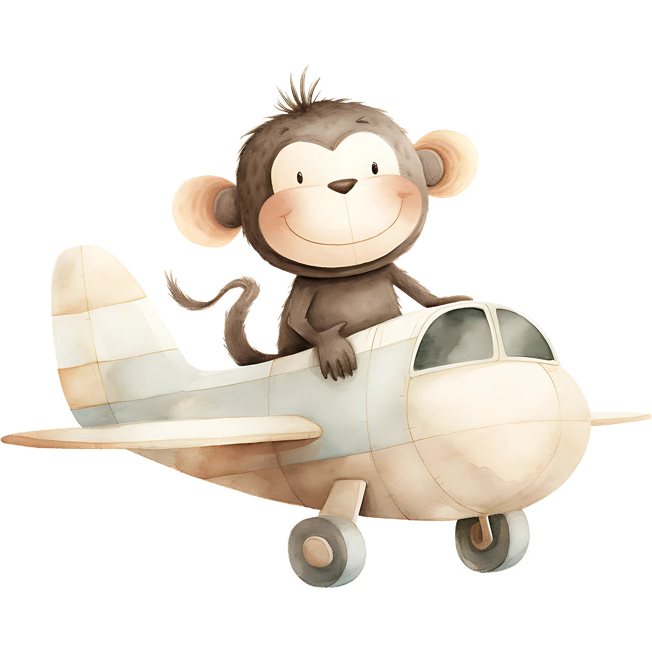 Bügelbild Affen Pilot