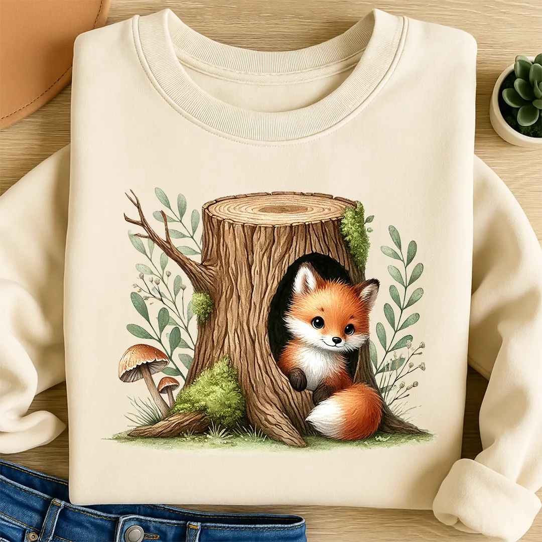 Bügelbild Baby Fuchs Herbsthöhle