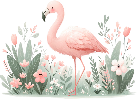 Bügelbild Blüten Flamingo Rosafeder