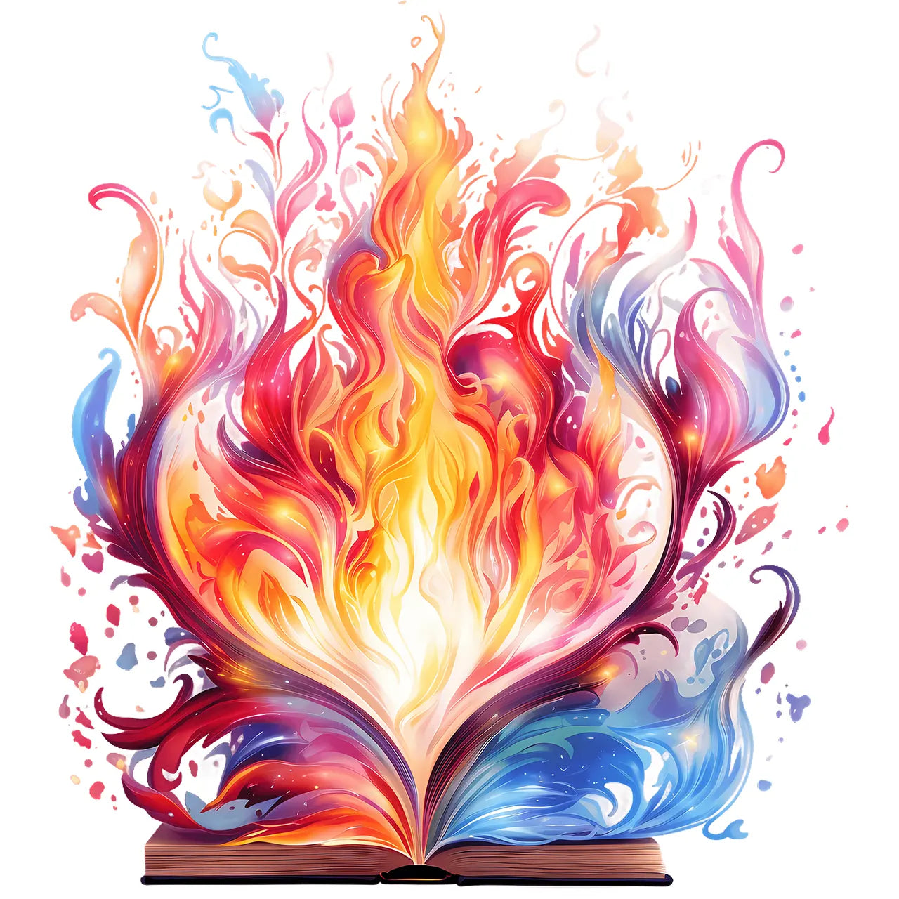 Bügelbild Buch Feuer der Fantasie