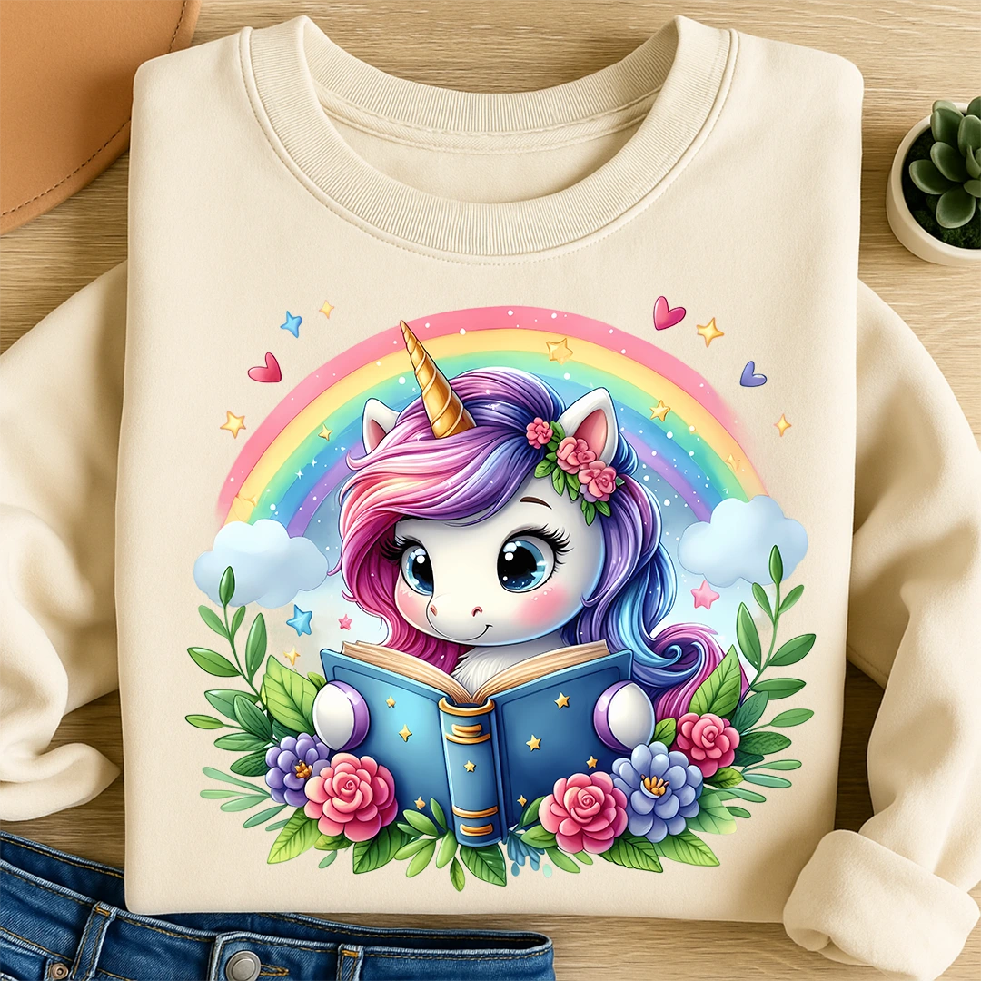 Bügelbild Einhorn Regenbogenleser - S