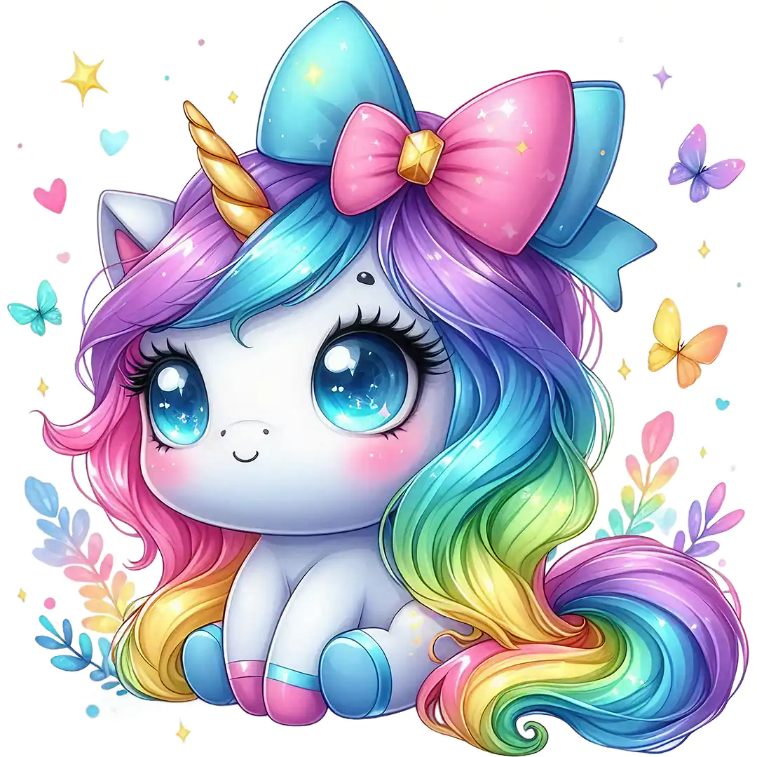 Bügelbild Einhorn Pastelschleife