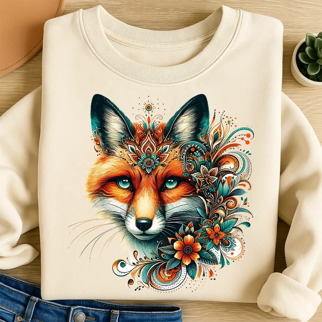 Bügelbild Fuchs Boho Blumenzauber