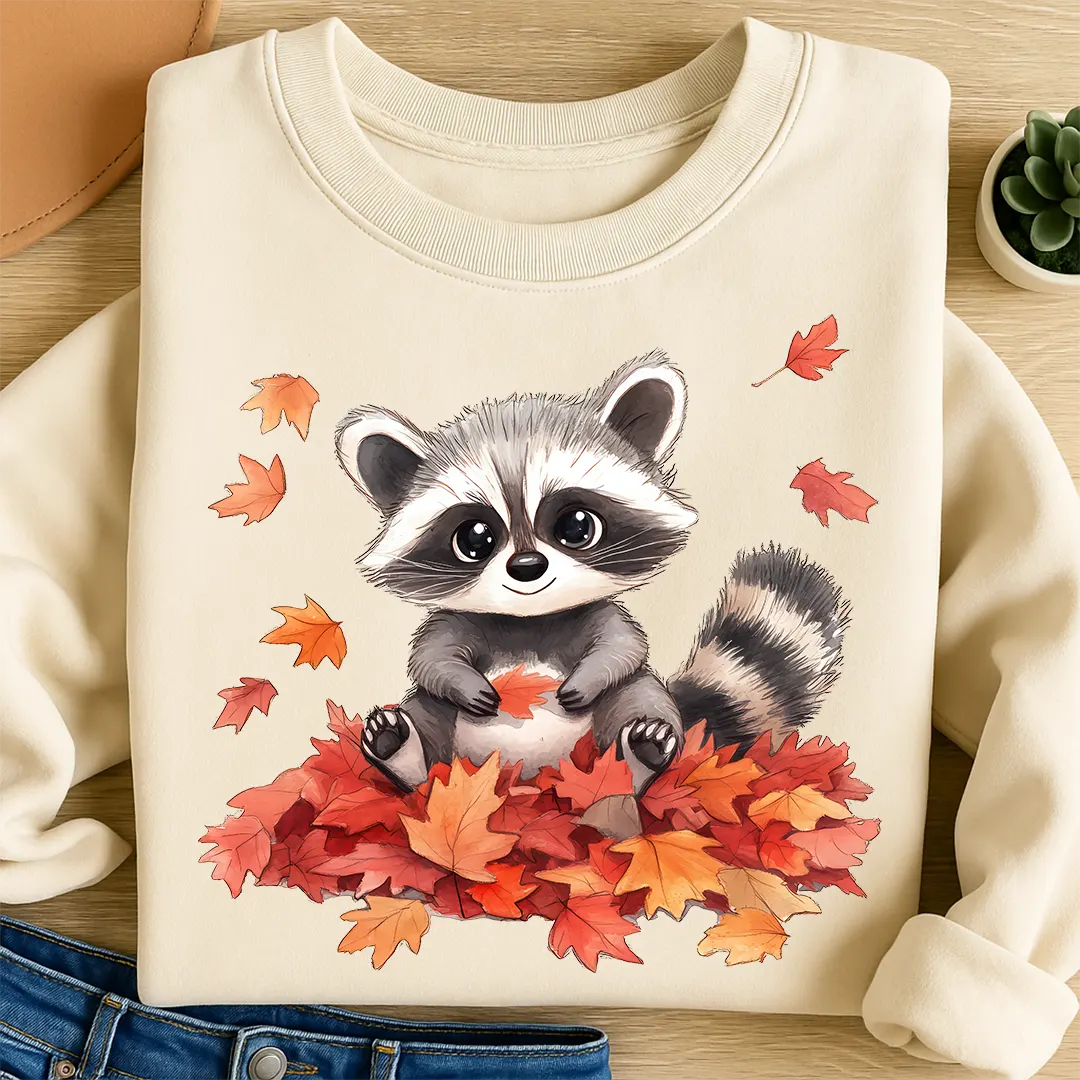 Bügelbild Waschbär Goldherbst