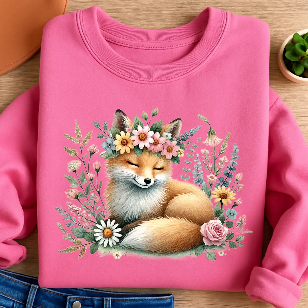 Bügelbild Fuchs Schlafendes Blütenkind