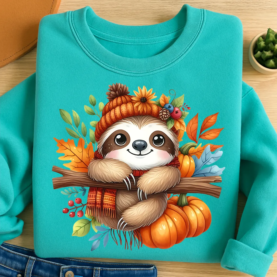 Bügelbild Herbstliches Faultier Chillzeit
