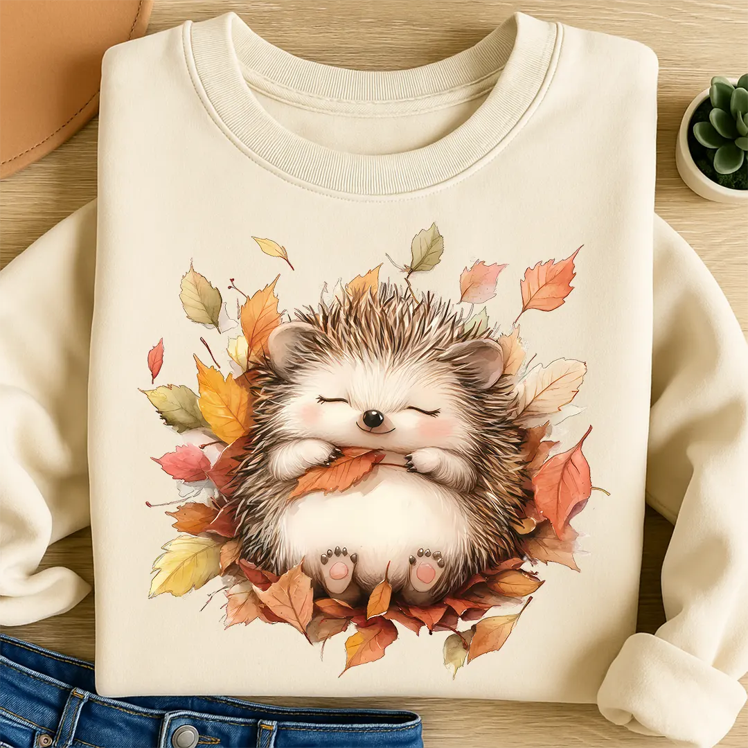 Bügelbild Igel im Herbstträumchen
