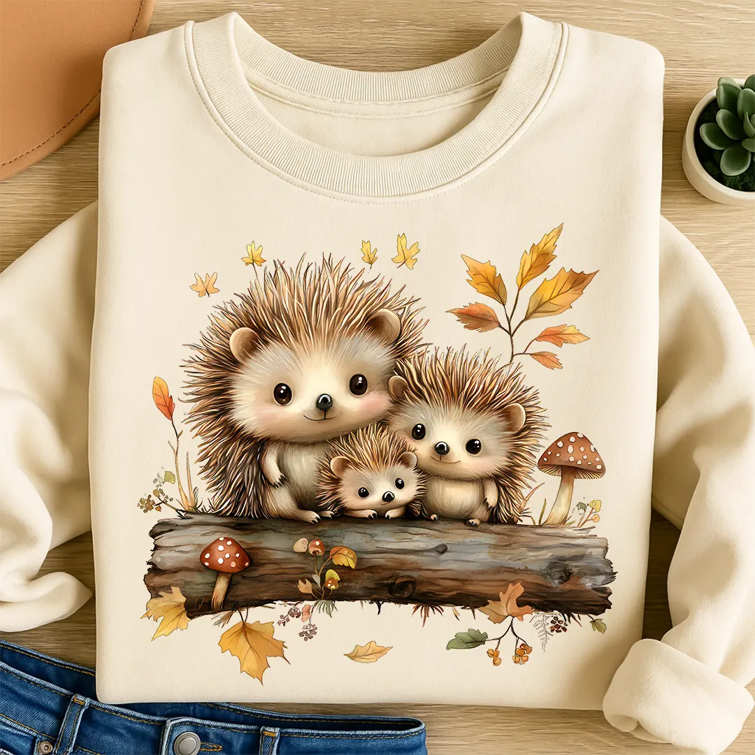 Bügelbild Igelfamilie Herbstzauber