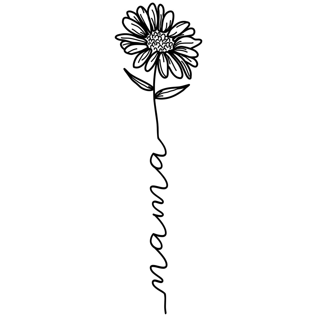 Bügelbild Mama Blume schwarz - S