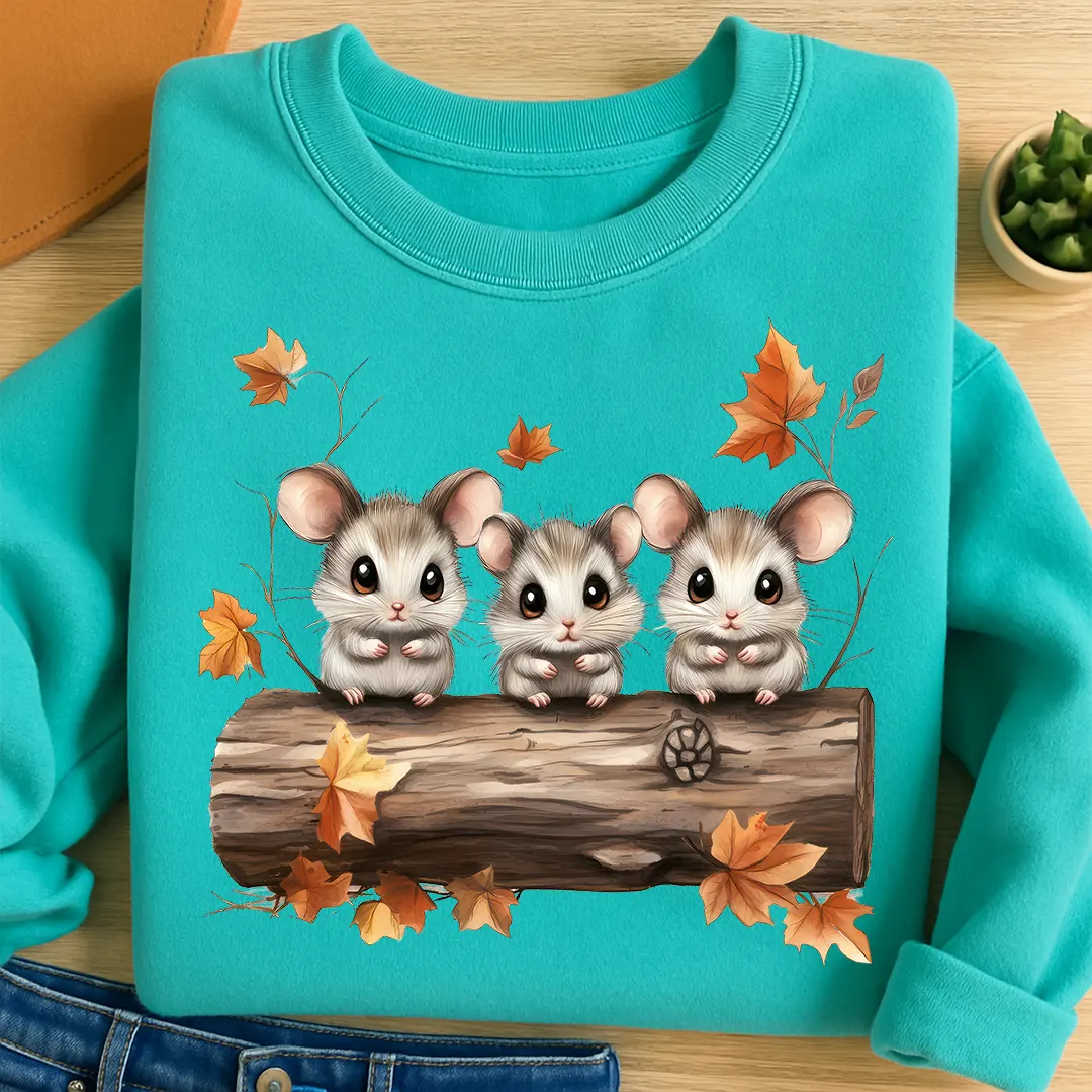 Bügelbild Mausfamilie Herbstliebe