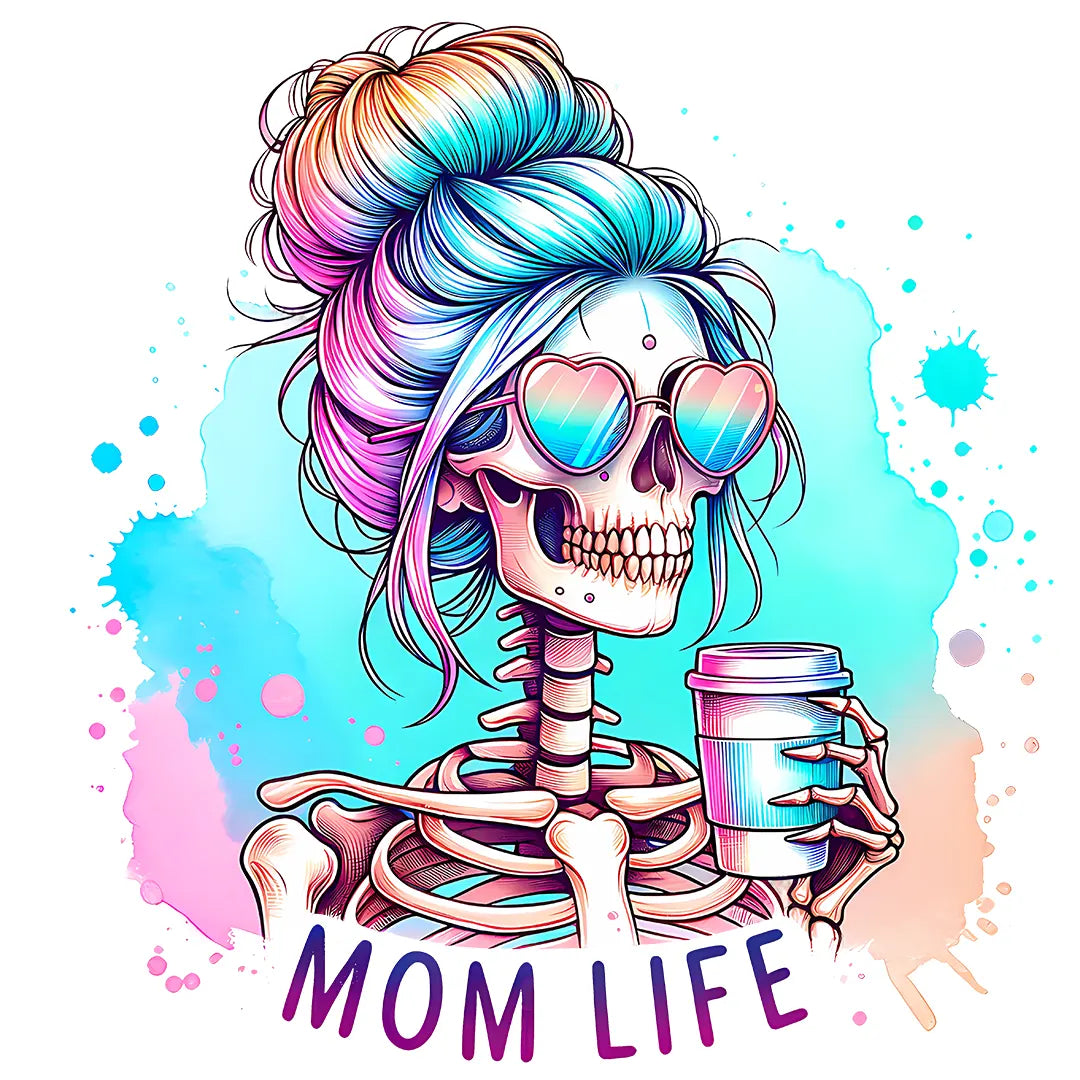 Bügelbild Mom Life Skelett - S