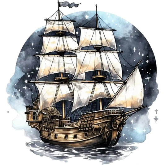 Bügelbild Piratenschiff Ozean