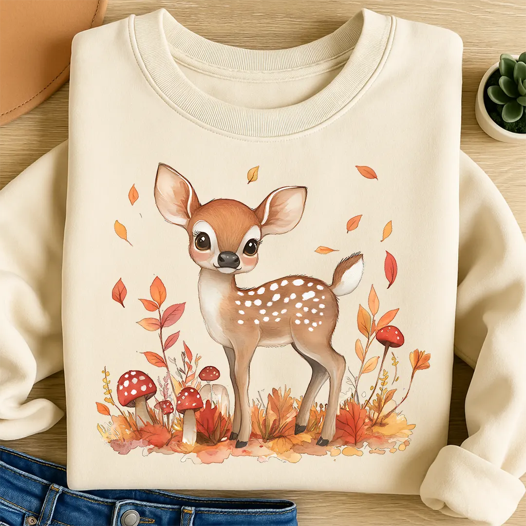 Bügelbild Rehkitz Herbstpoesie