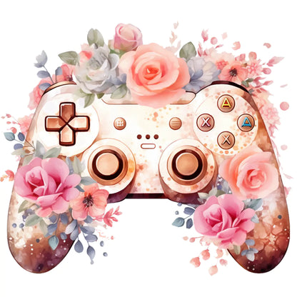 Bügelbild Rosa Blumen Controller