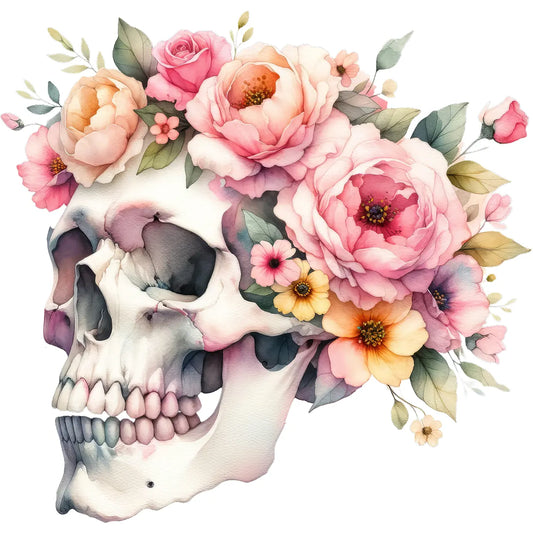 Bügelbild Schädel Floral Skull