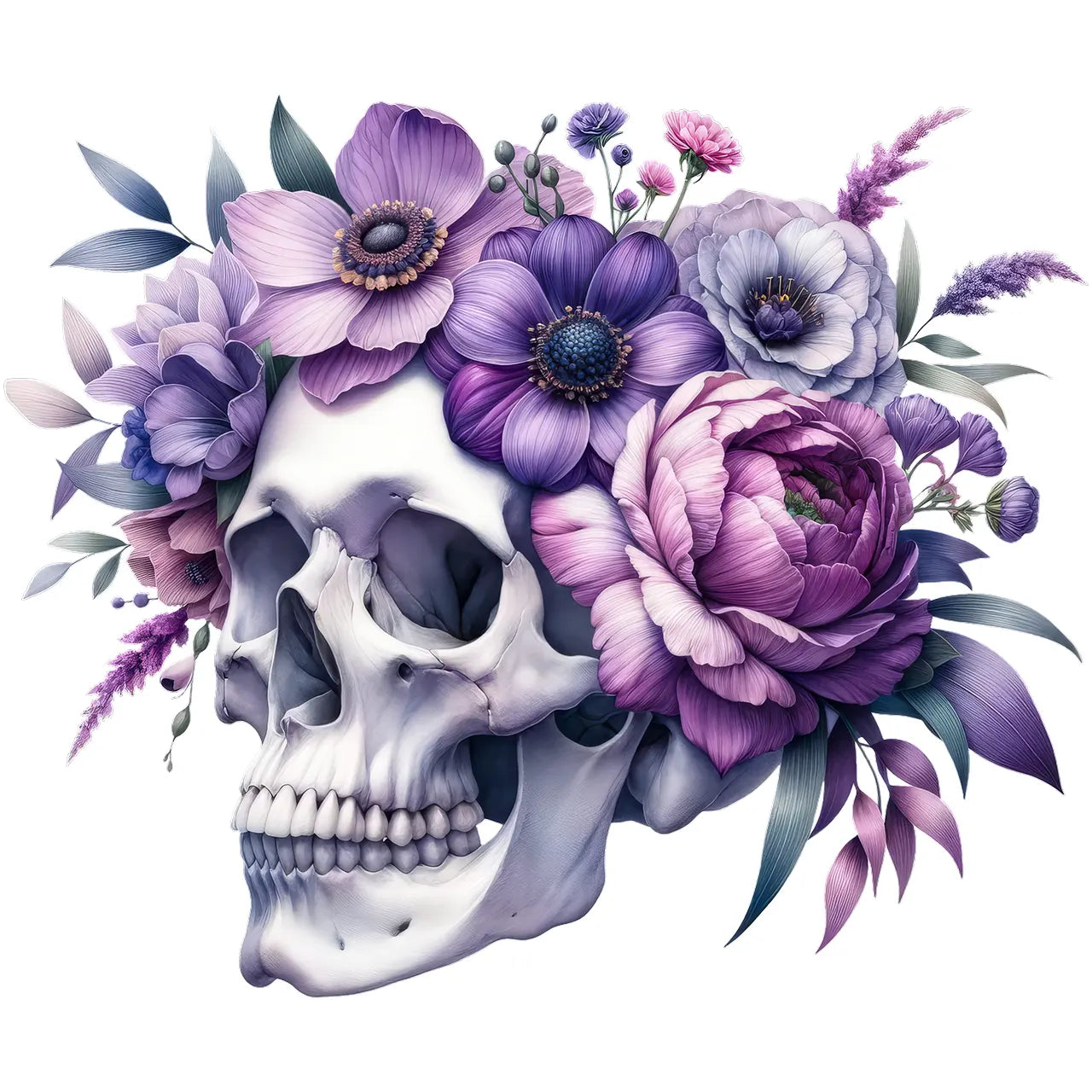 Bügelbild Schädel Lilac Skull