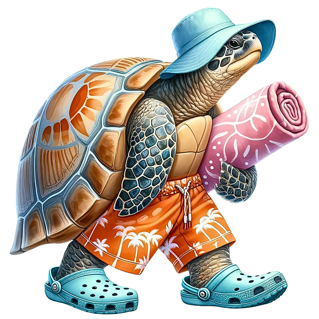 Bügelbild Schildkröte Urlaubsprofi mit Panzer - S