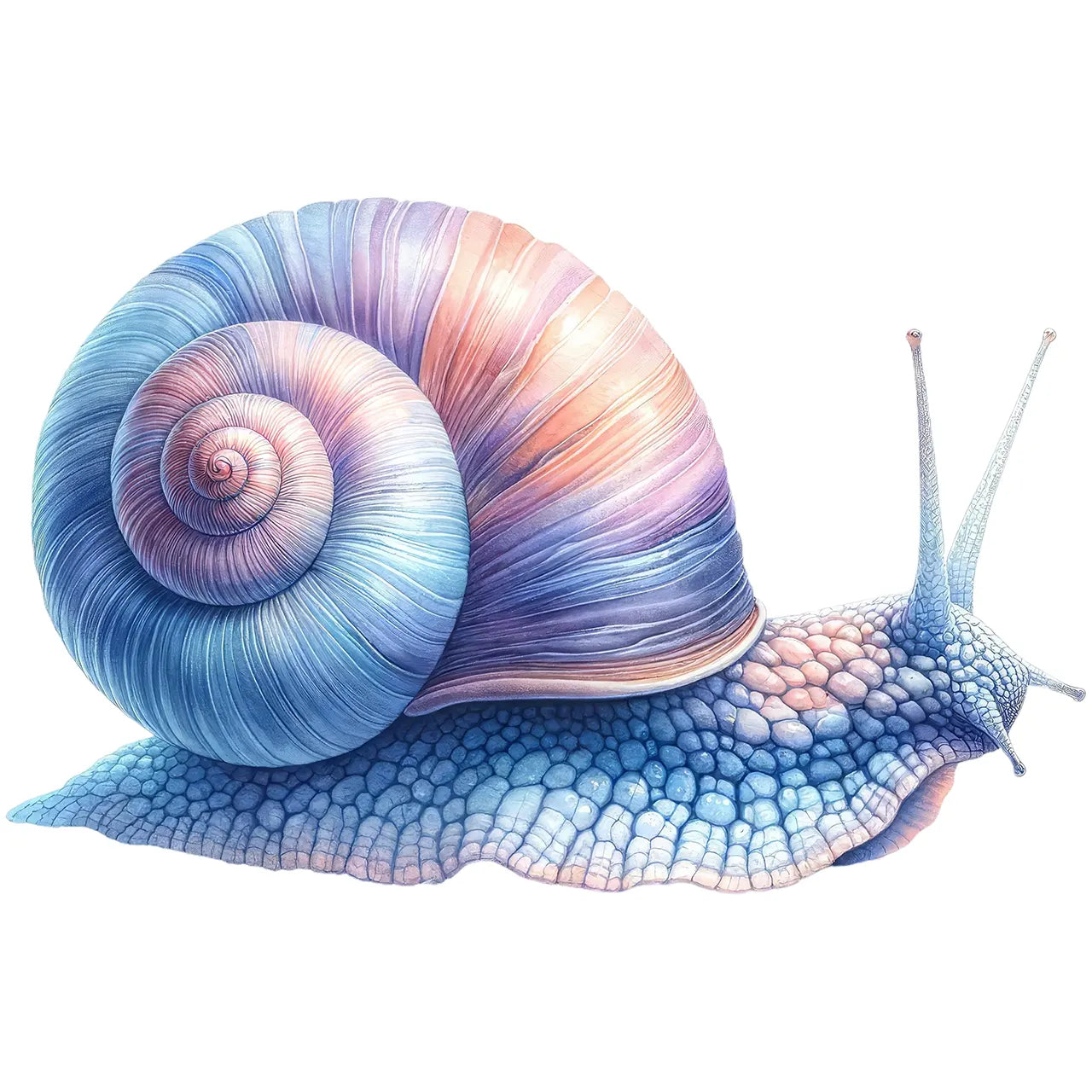 Bügelbild Schnecke Blau