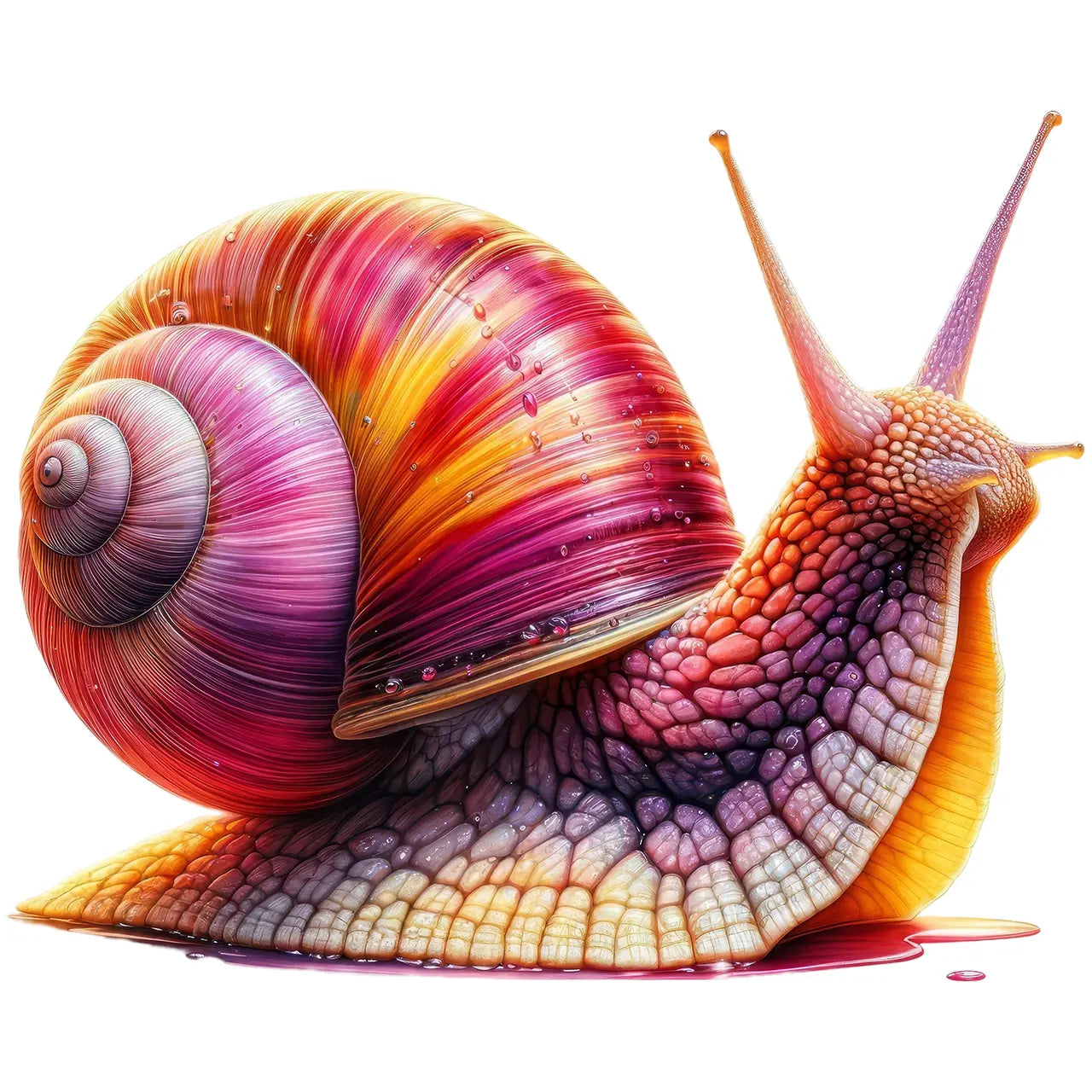 Bügelbild Schnecke Rosa Rot