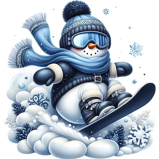 Bügelbild Schneemann Snowboard Master