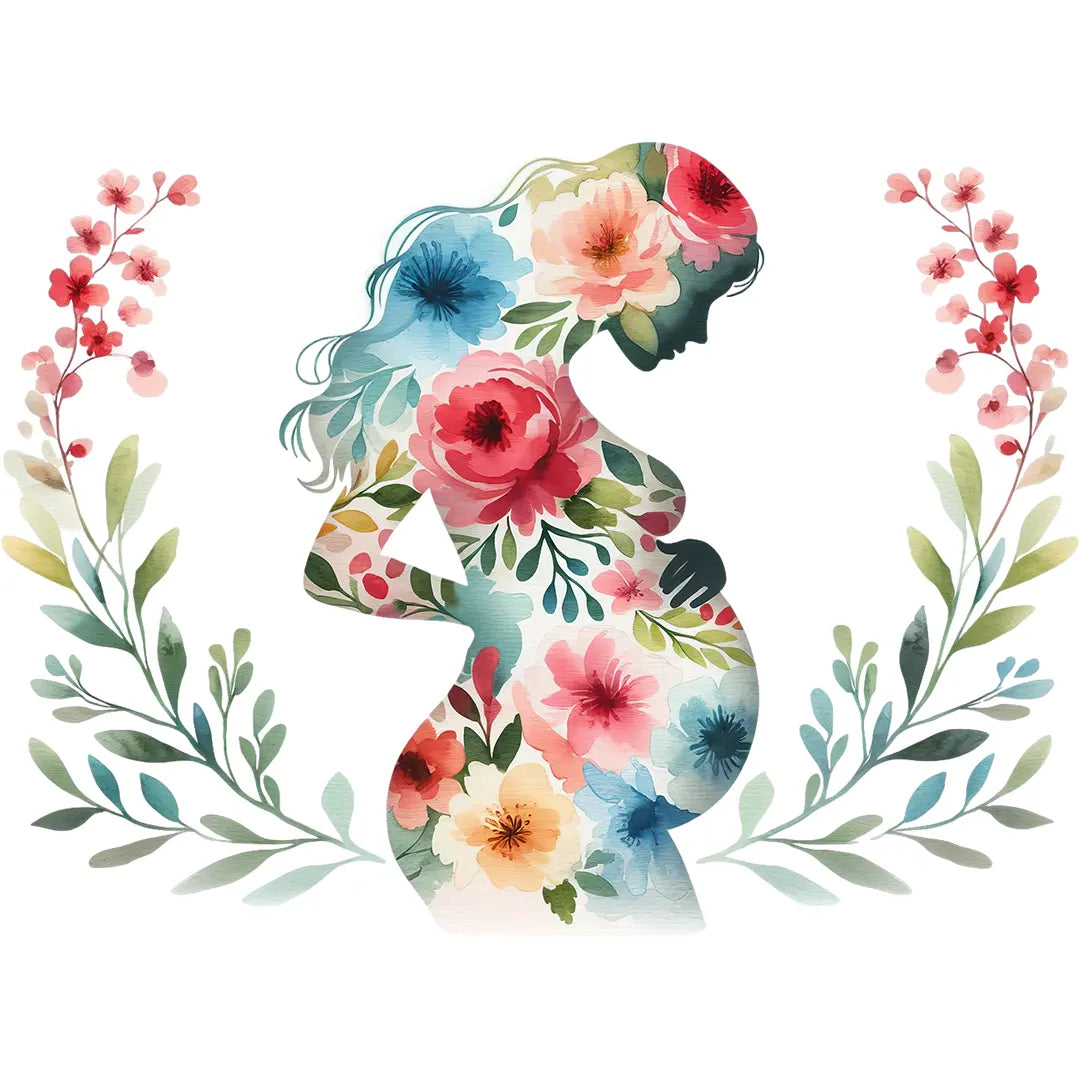 Bügelbild Schwangerschaft Florale Vorfreude - S