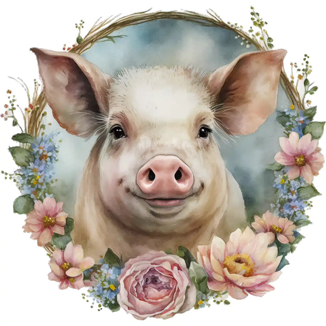 Bügelbild Schwein Blütenborsti