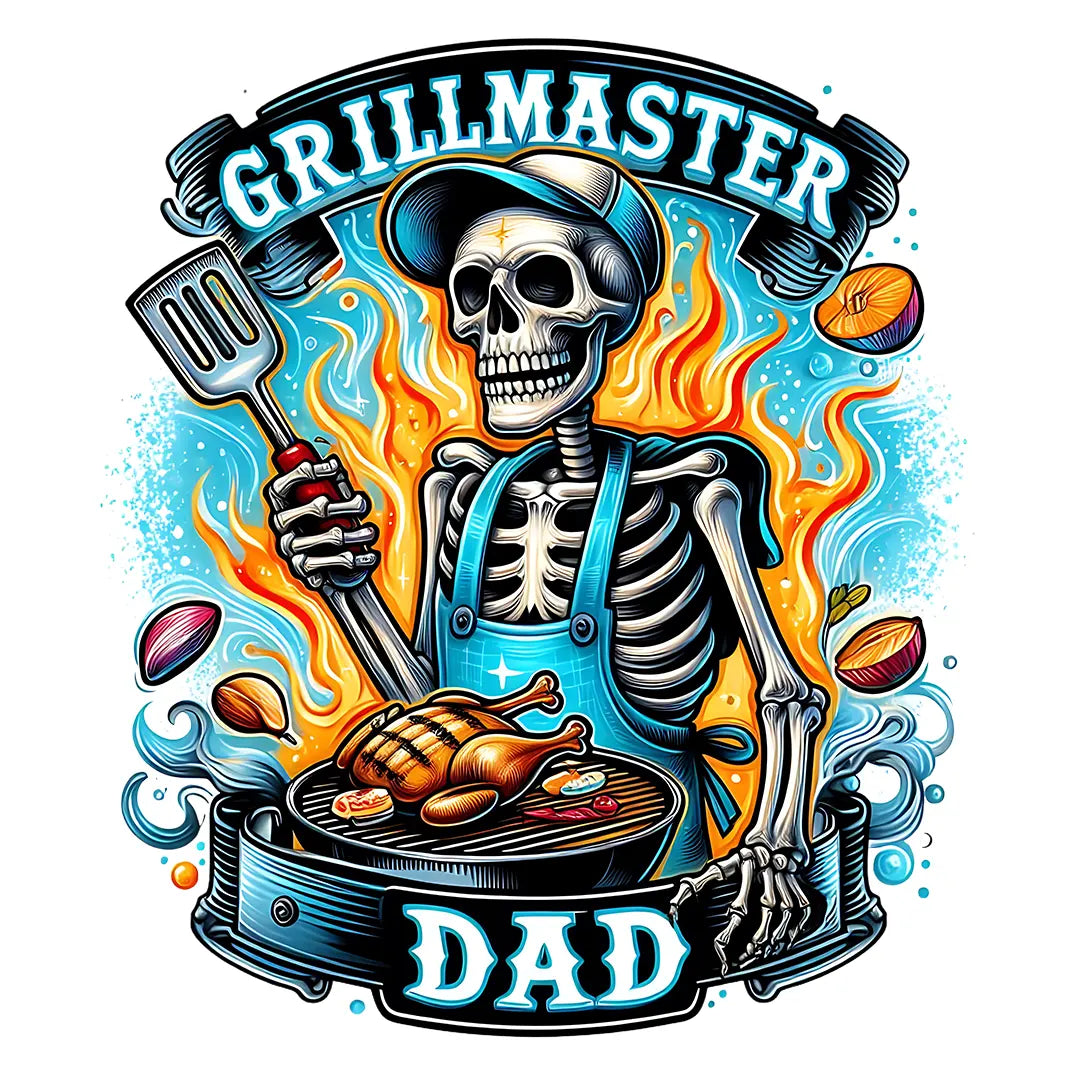 Bügelbild Skelett Grillmaster Dad - S