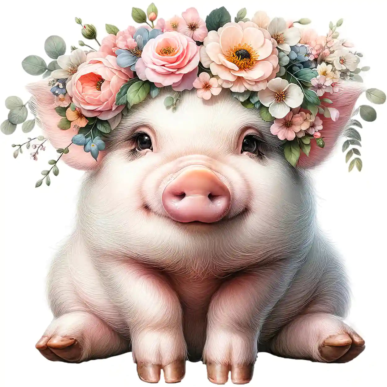 Bügelbild süßes Blumen Schweinchen Pinka